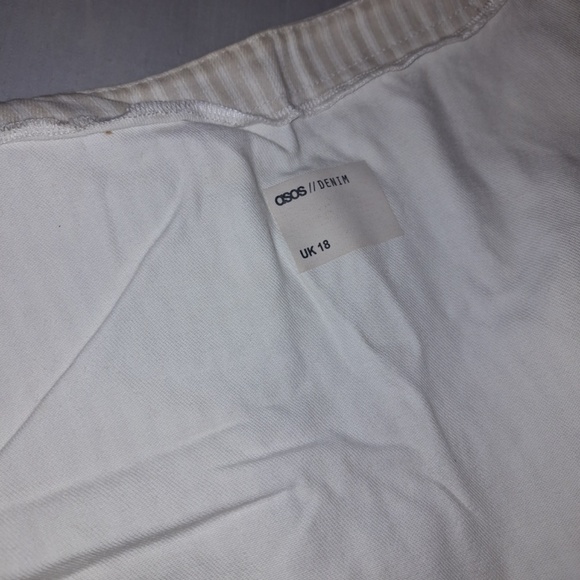 Striped Cotton Jumpsuit Sweetheart Neckline Tie Waist White Grey US12 - US14 - Picture 7 of 11